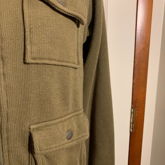 Volcom Army Green Fleece Lined Size Medium Fall Winter Coat Military Jacket - Picture 4 of 10